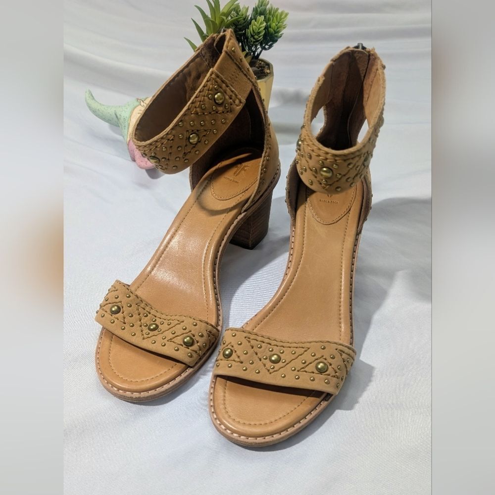 Frye Women's Tan Ankle Strap Heels - Picture 3 of 8